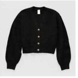 Thereabouts Black Textured V-Neck Cardigan - Medium 10/12